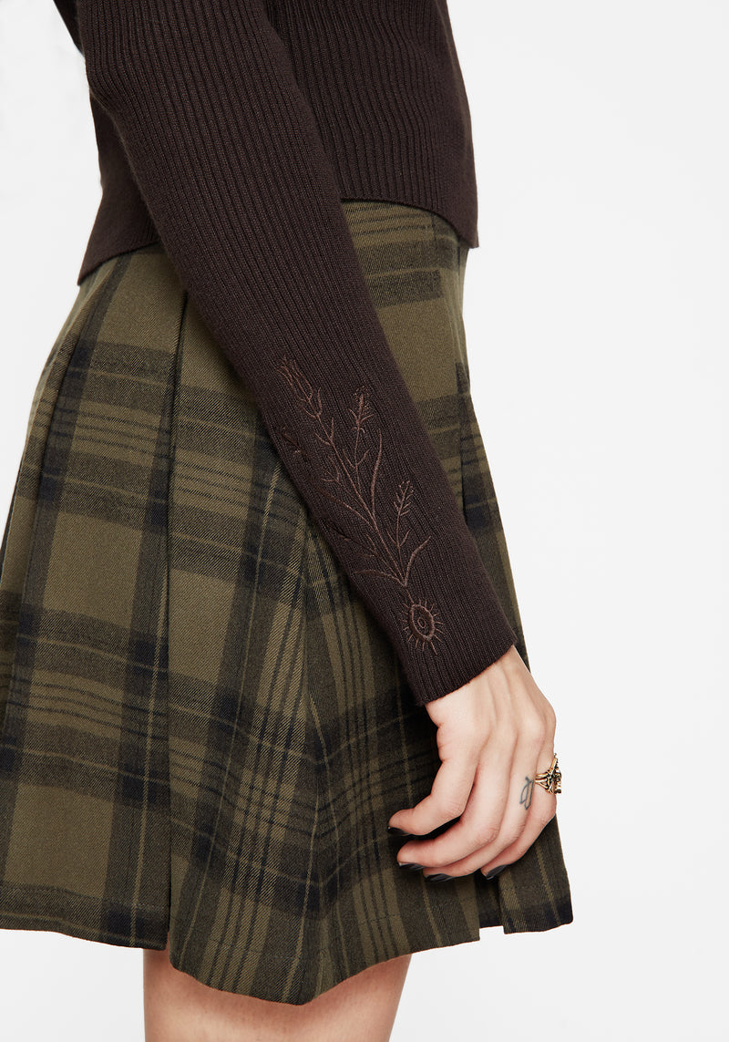 Cybele Embroidered Button Up Ribbed Knit Cardigan