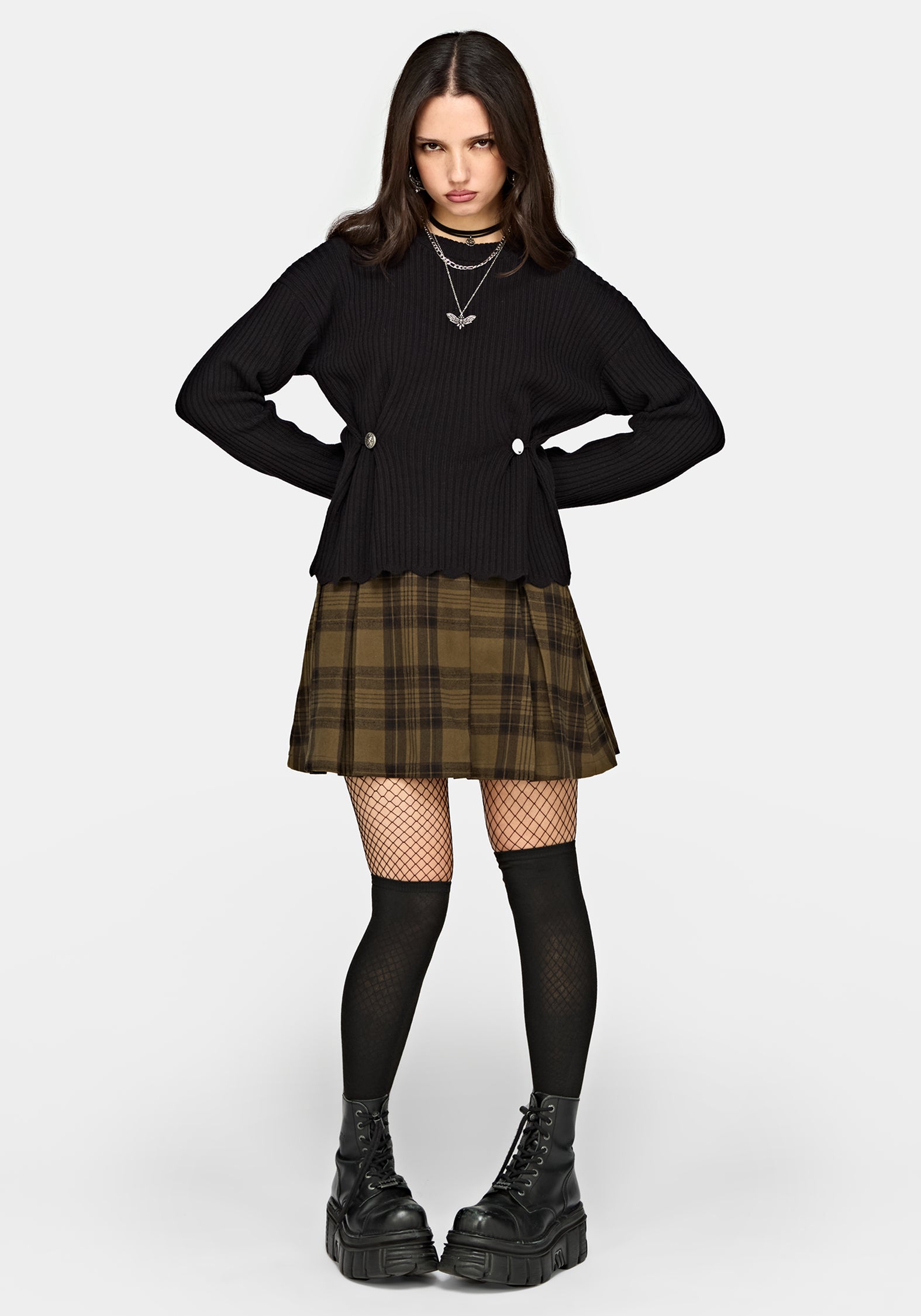 Cove Ribbed Button Waist Knit Jumper