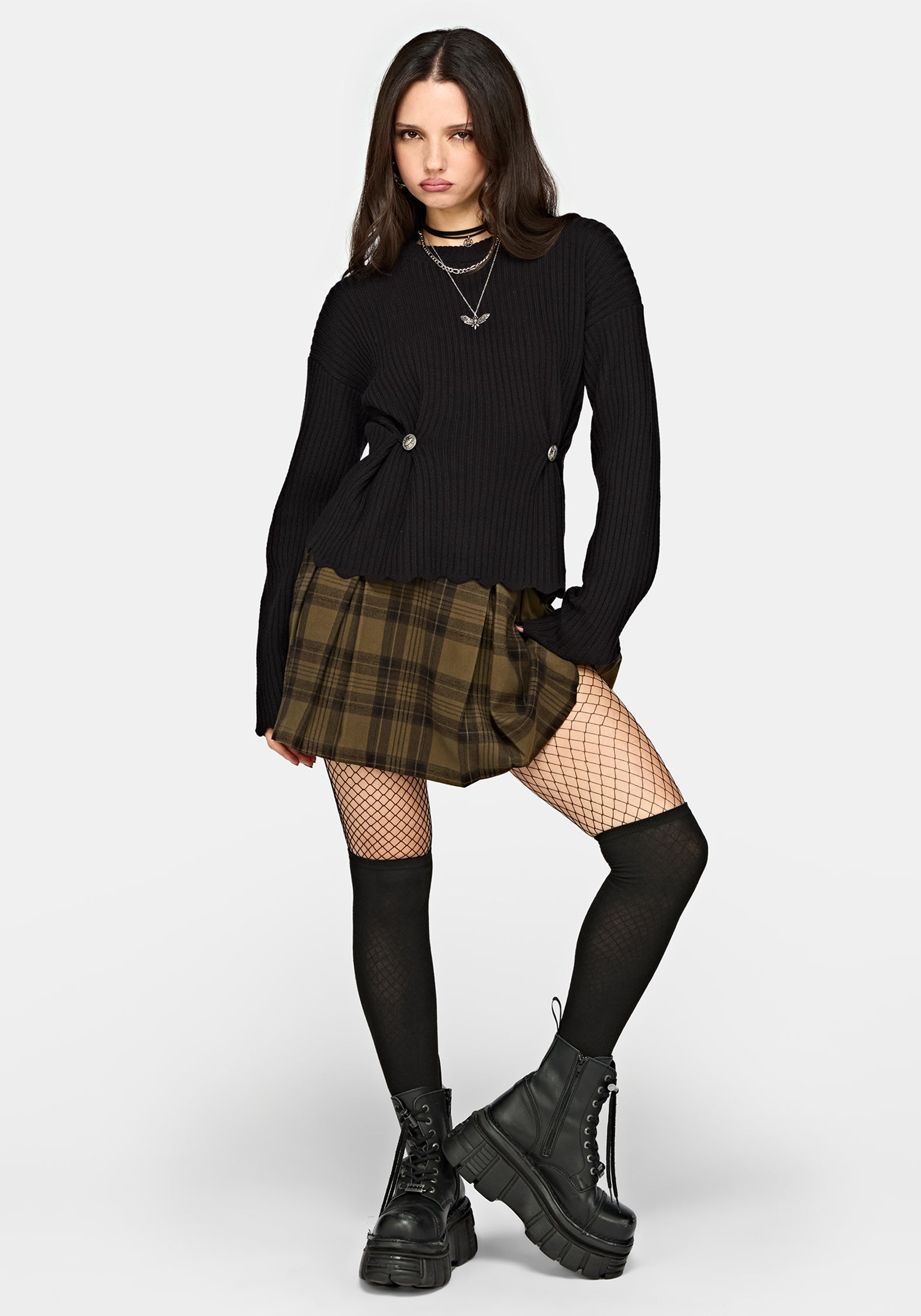 Cove Ribbed Button Waist Knit Jumper