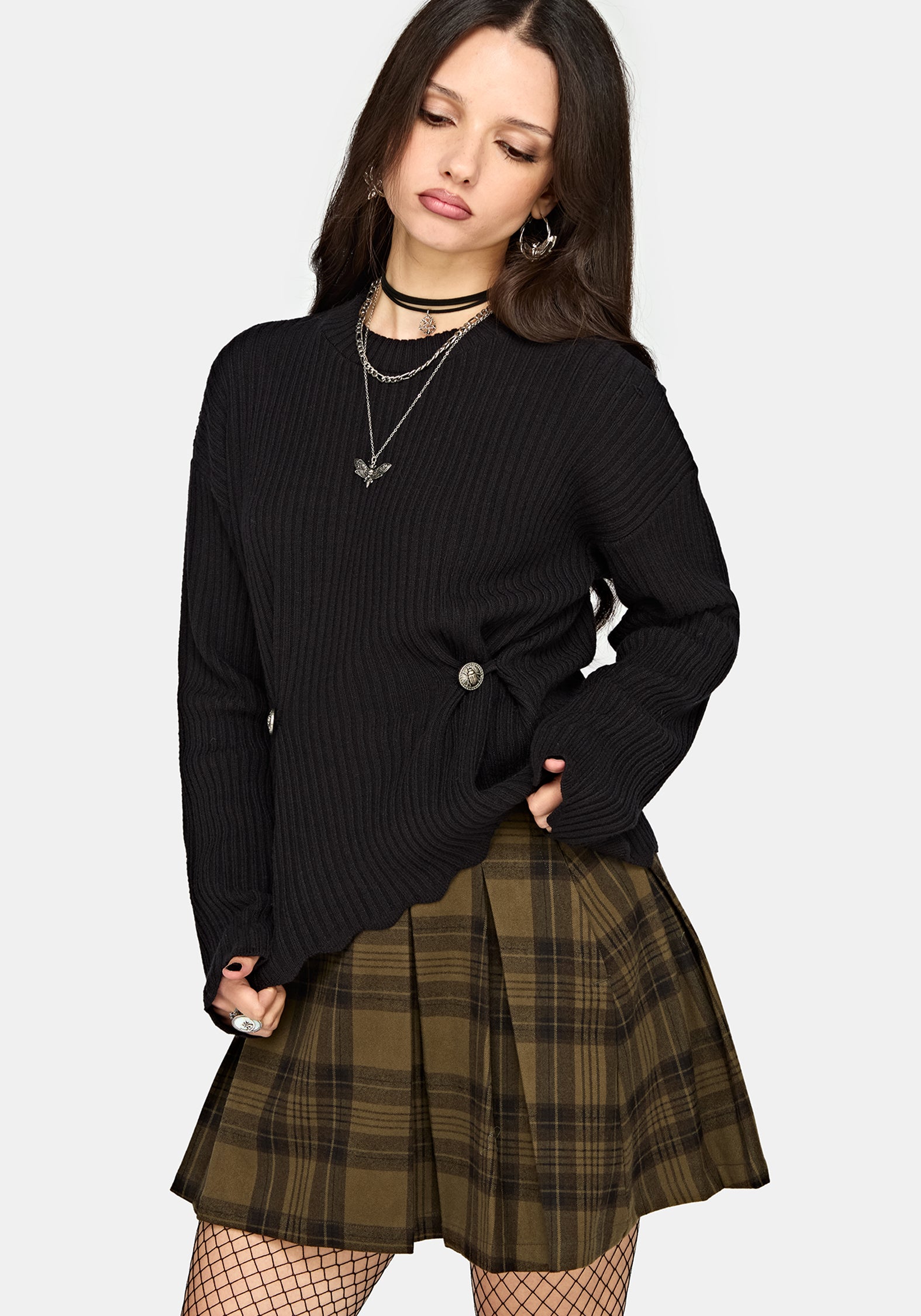 Cove Ribbed Button Waist Knit Jumper