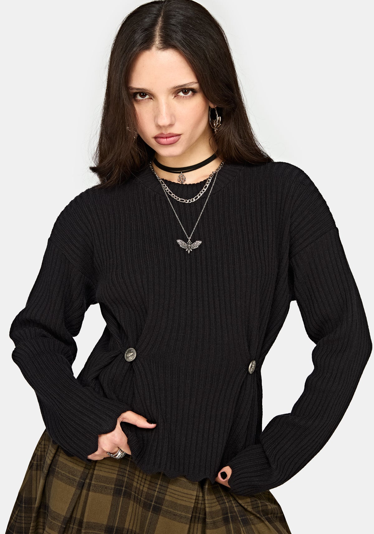 Cove Ribbed Button Waist Knit Jumper
