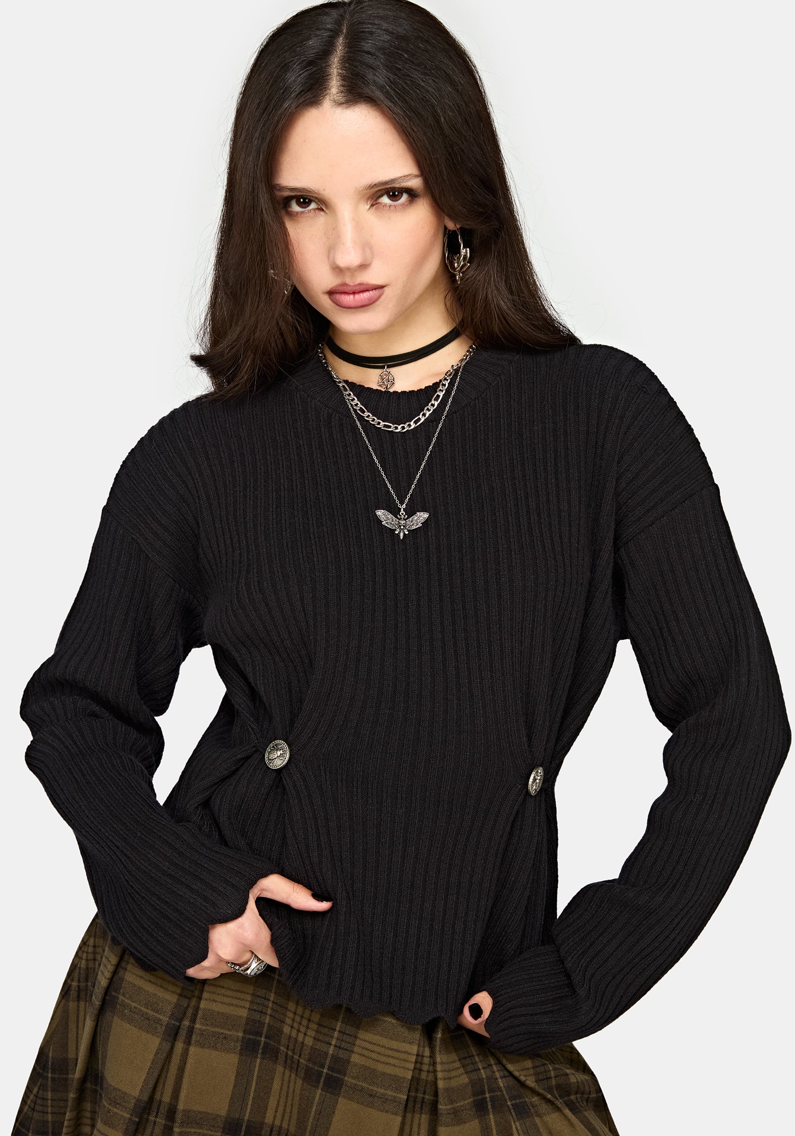 Cove Ribbed Button Waist Knit Jumper