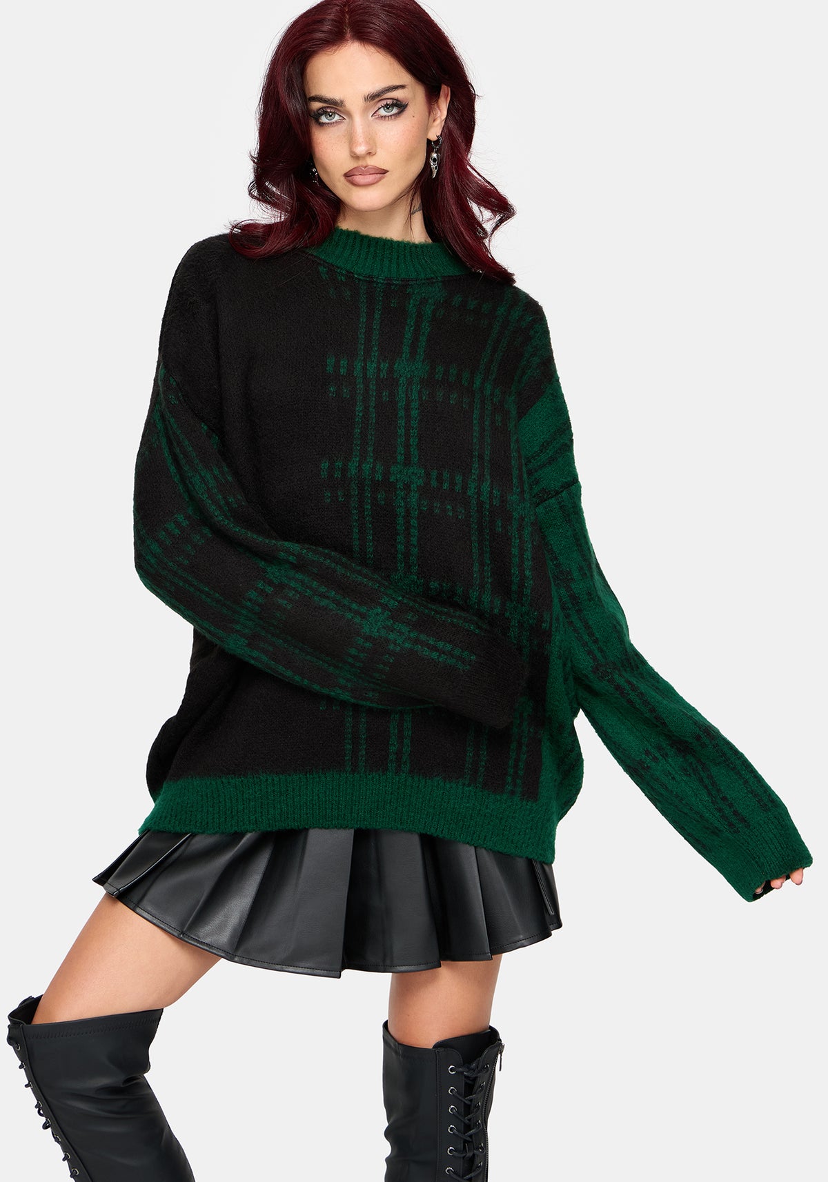 Checkmate Check Fluffy Knit Jumper