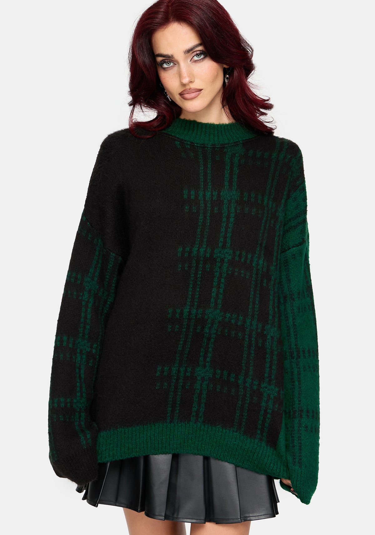 Checkmate Check Fluffy Knit Jumper