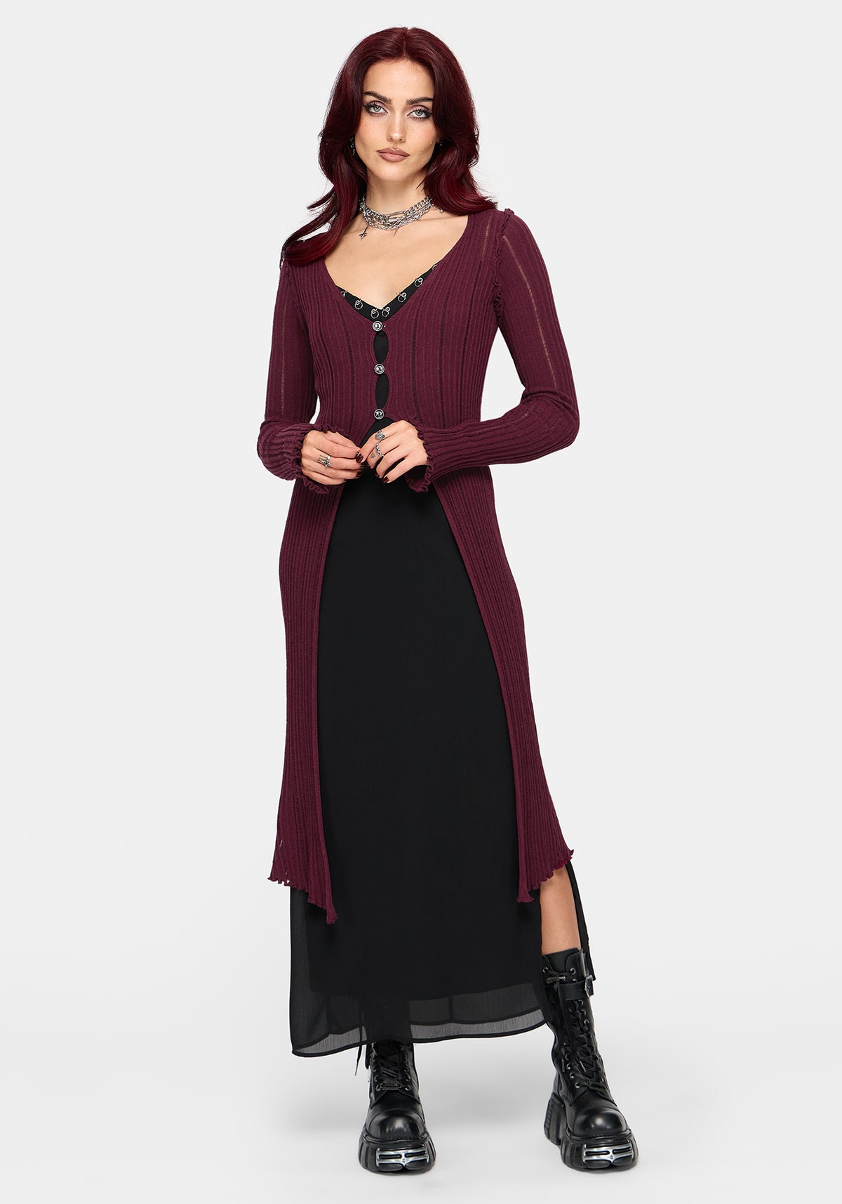 Faylin Ladder Stitch Longline Cardigan