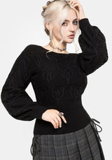 Covet Cotton-Blend Witches Knot Cable Knit Jumper - Black