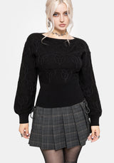 Covet Cotton-Blend Witches Knot Cable Knit Jumper - Black