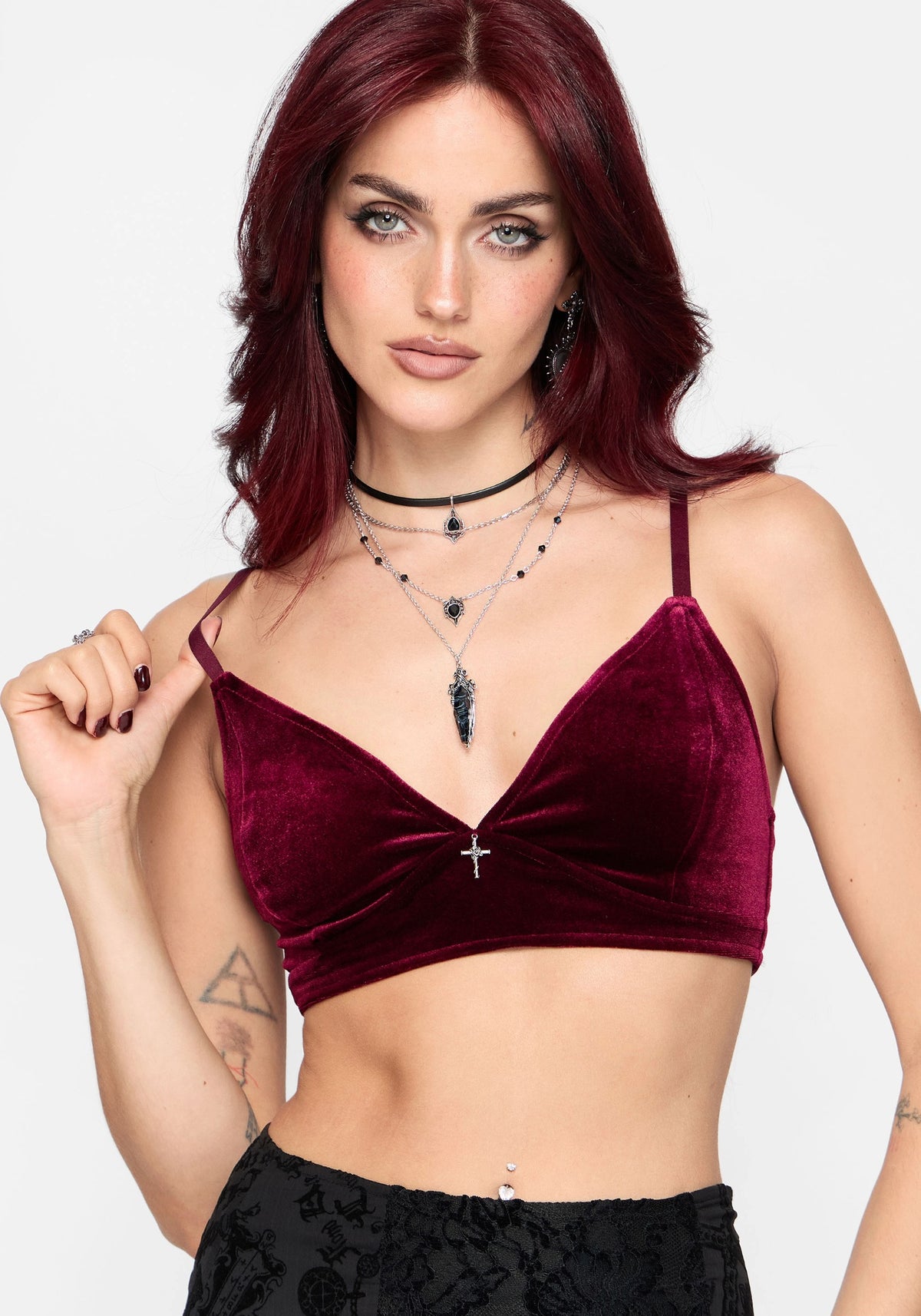Unholy Velour Bralet - Burgundy