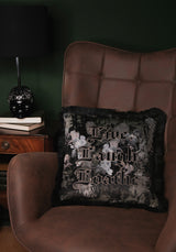 Live Laugh Loathe Velvet Embroidered Cushion