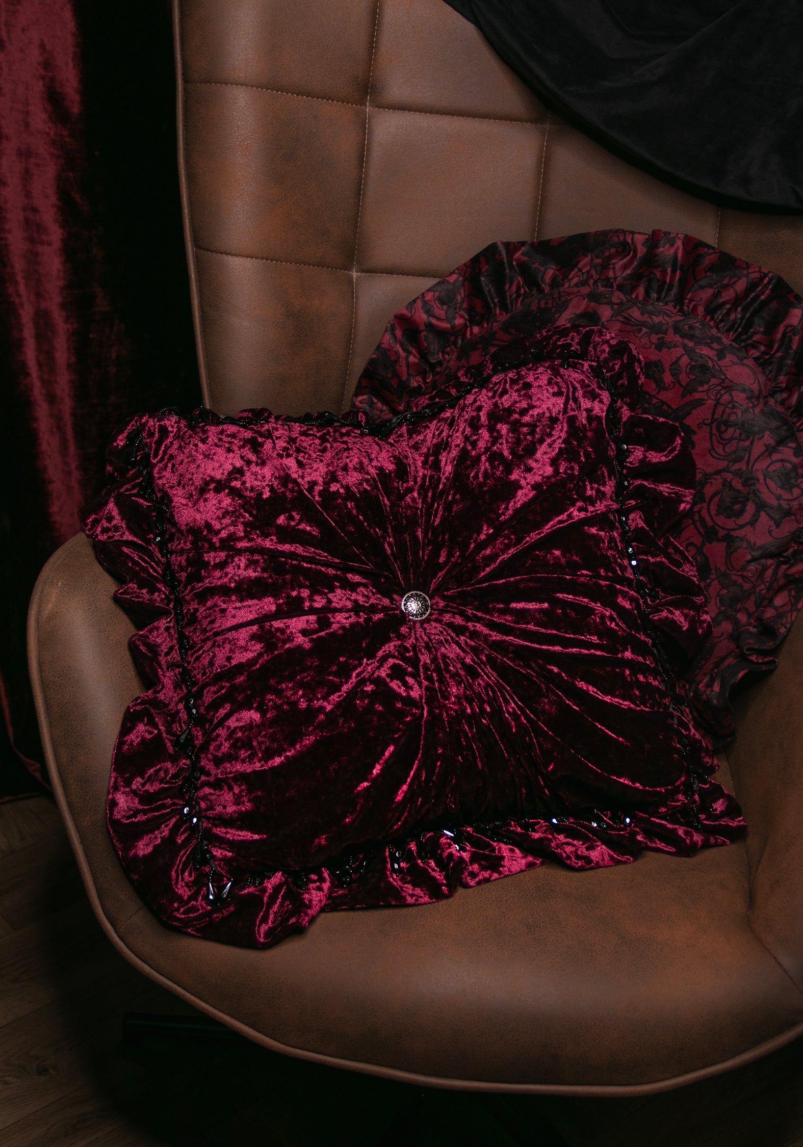 Ravynelle Gothic Window Rushed Cushion