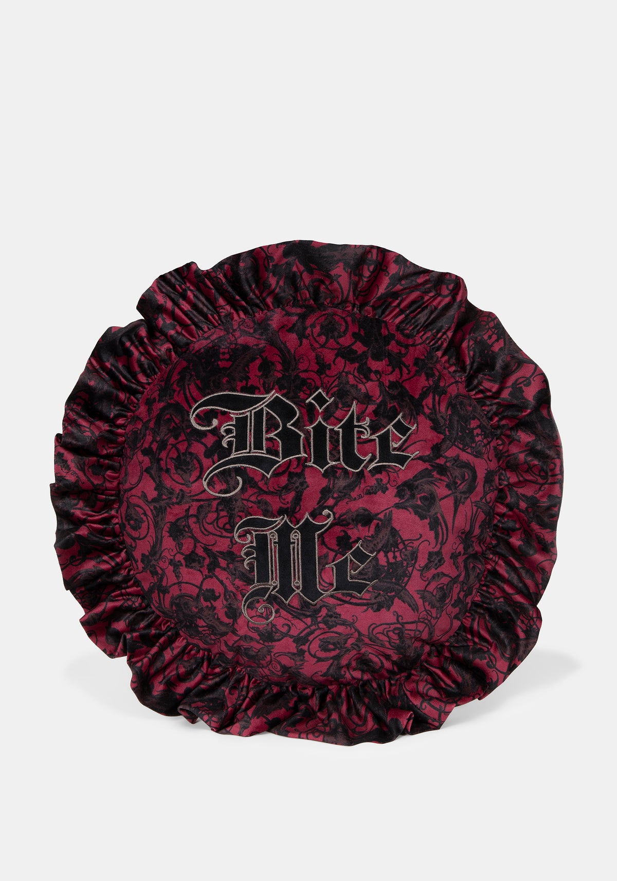 Bite Me Velvet Ruffle Cushion