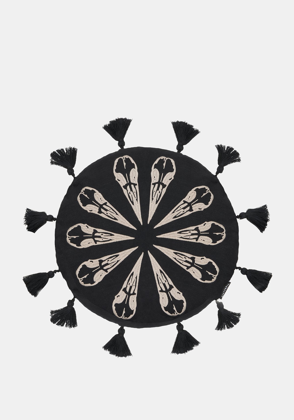 Corvus Embroidered Round Tassel Cushion