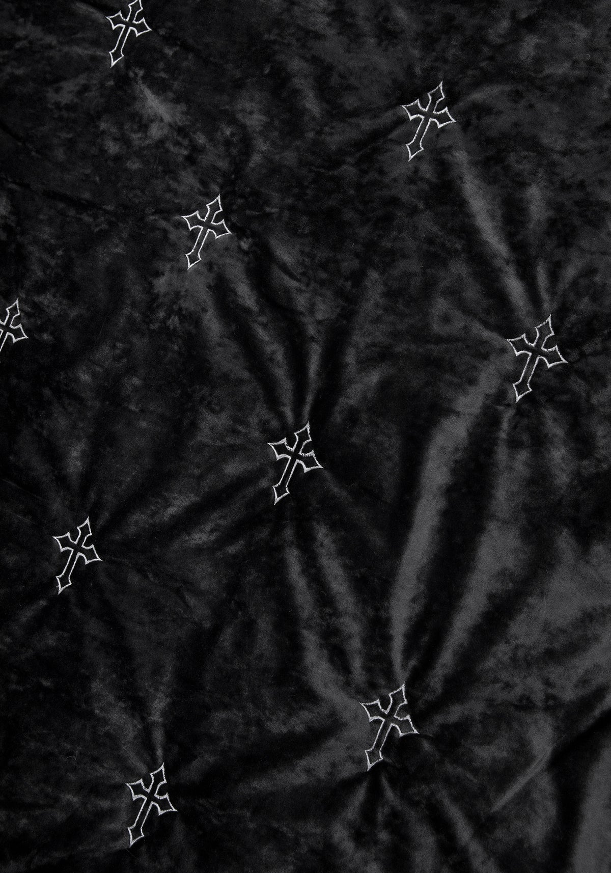 Vurlo Crushed Velvet Embroidered Cross Blanket