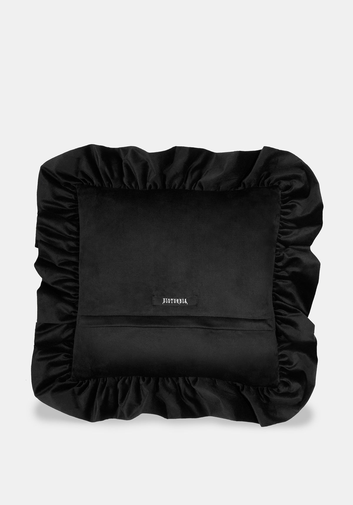 Goth Cross Stitch Square Ruffle Cushion