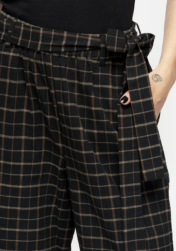 Ransom Tie Waist Check Trousers