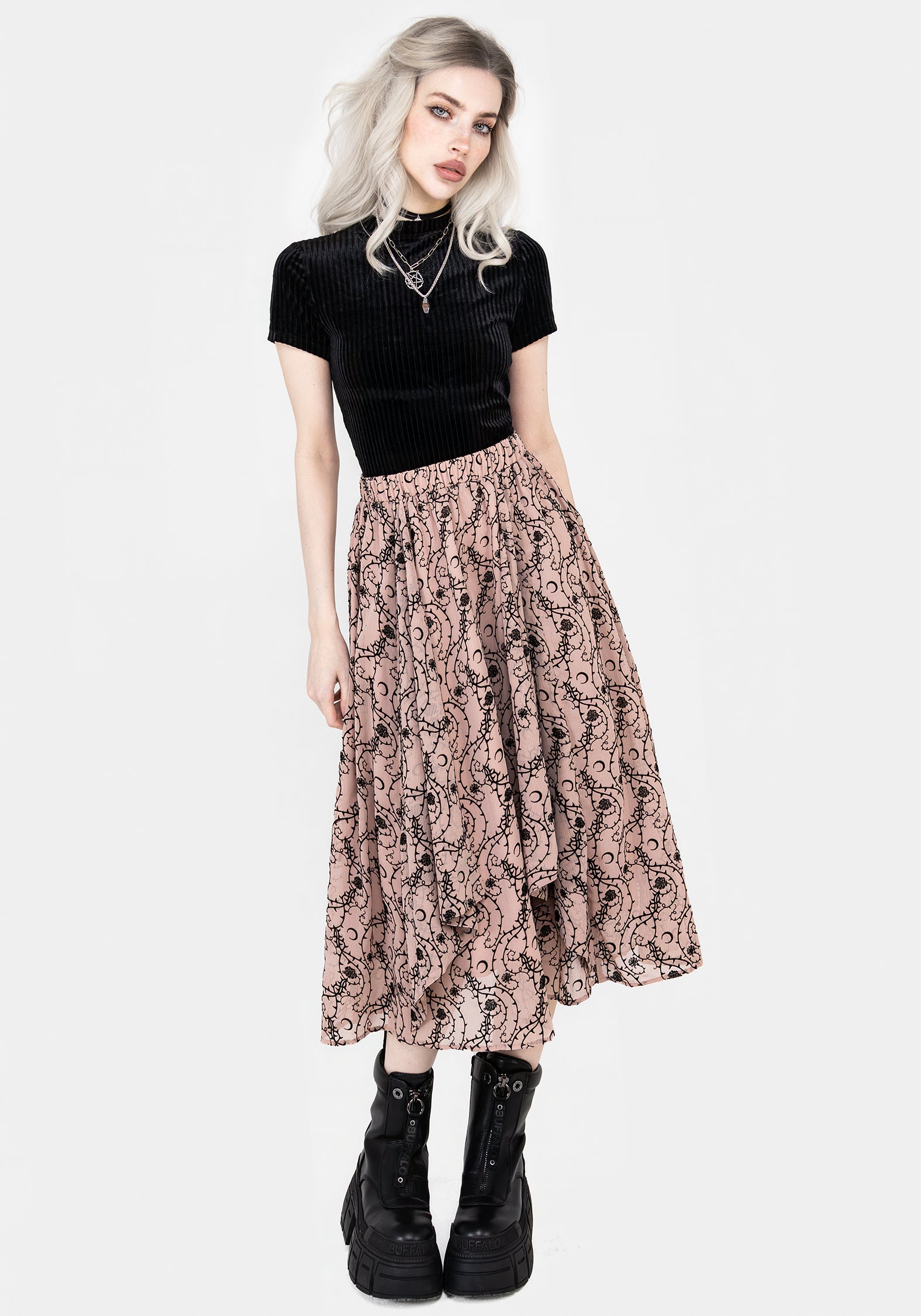 Disturbia | Rosethorn Ruffle Midi Skirt | Skirts
