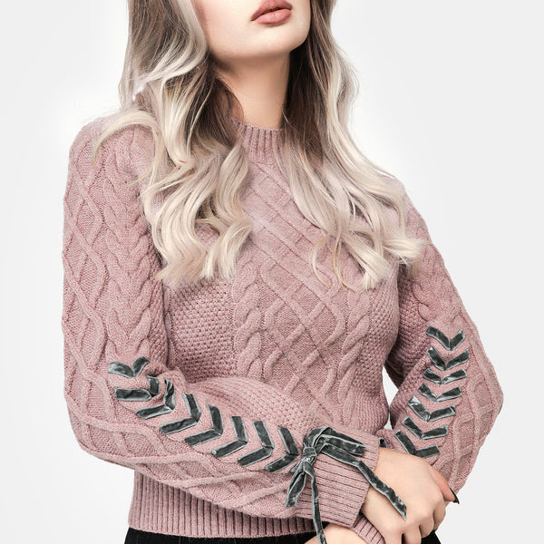 Disturbia | Marina Cable Knit Ribbon Lace Jumper | Jumpers