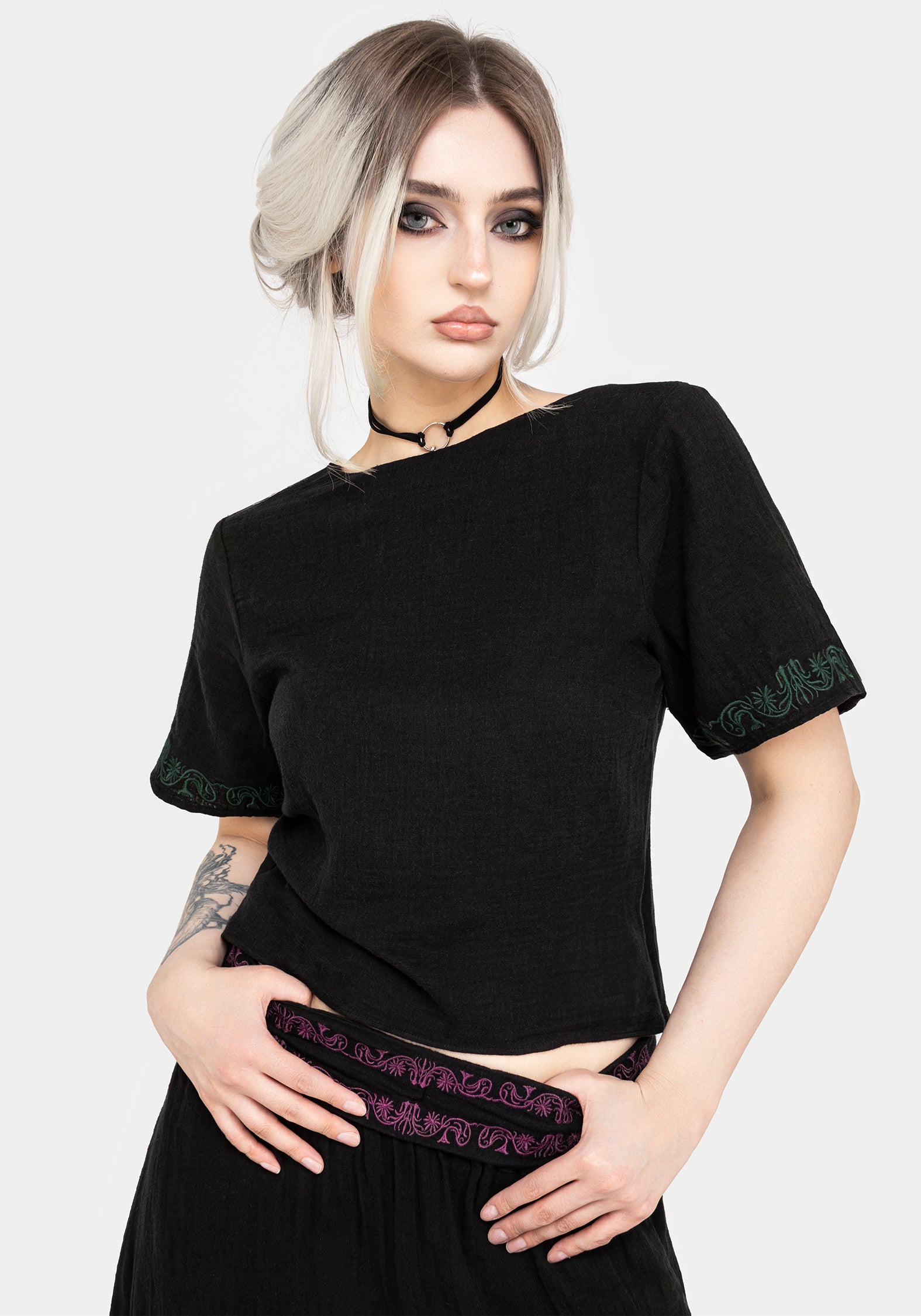 Damiana Embroidered Cotton Top Disturbia