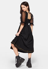 Phoenix Cotton Embroidered Puff Sleeve Midi Dress