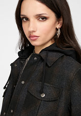 Marceline Hooded Pocket Check Shacket