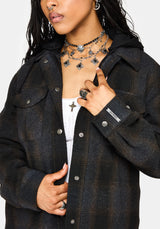 Marceline Hooded Pocket Check Shacket