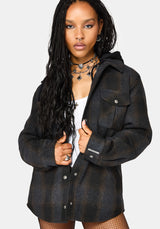 Marceline Hooded Pocket Check Shacket