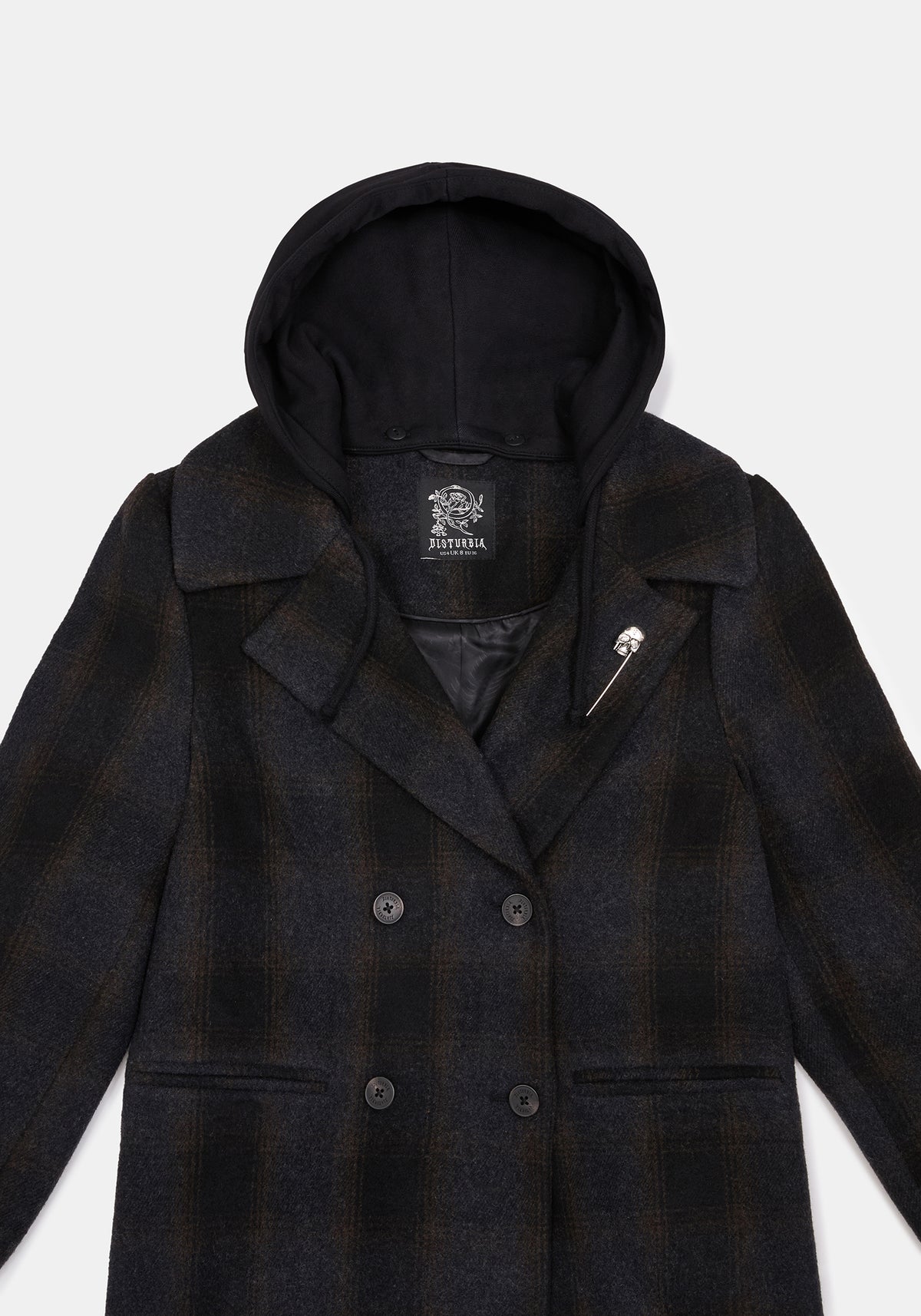 Marceline Hooded Check Longline Coat
