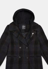 Marceline Hooded Check Longline Coat