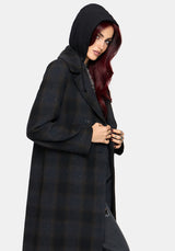 Marceline Hooded Check Longline Coat