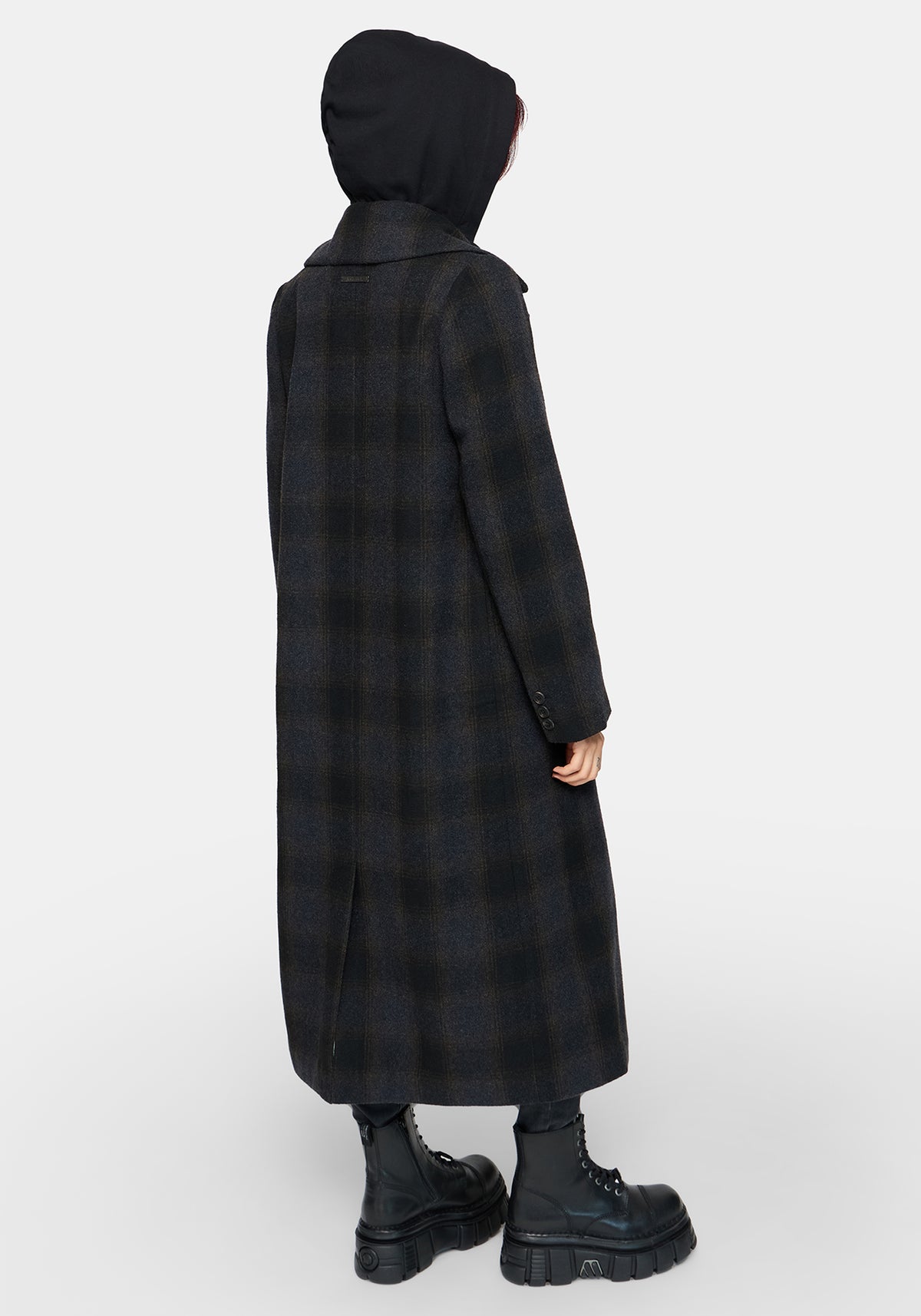 Marceline Hooded Check Longline Coat