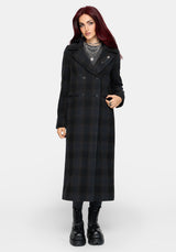 Marceline Hooded Check Longline Coat