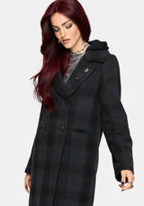 Marceline Hooded Check Longline Coat