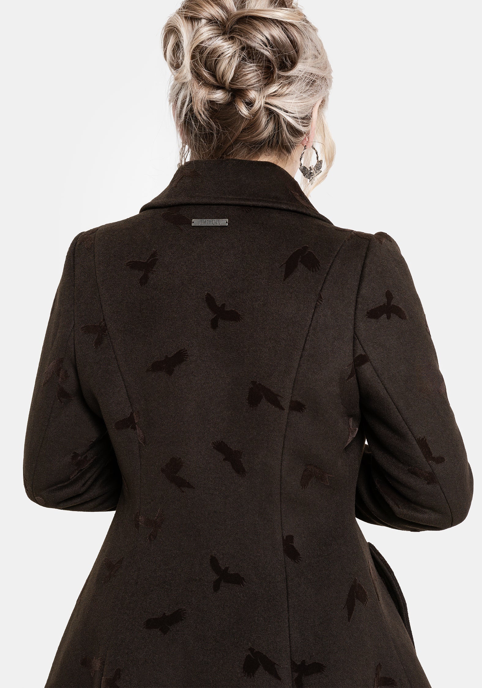 Starling Crow Embossed Wool-Blend Coat