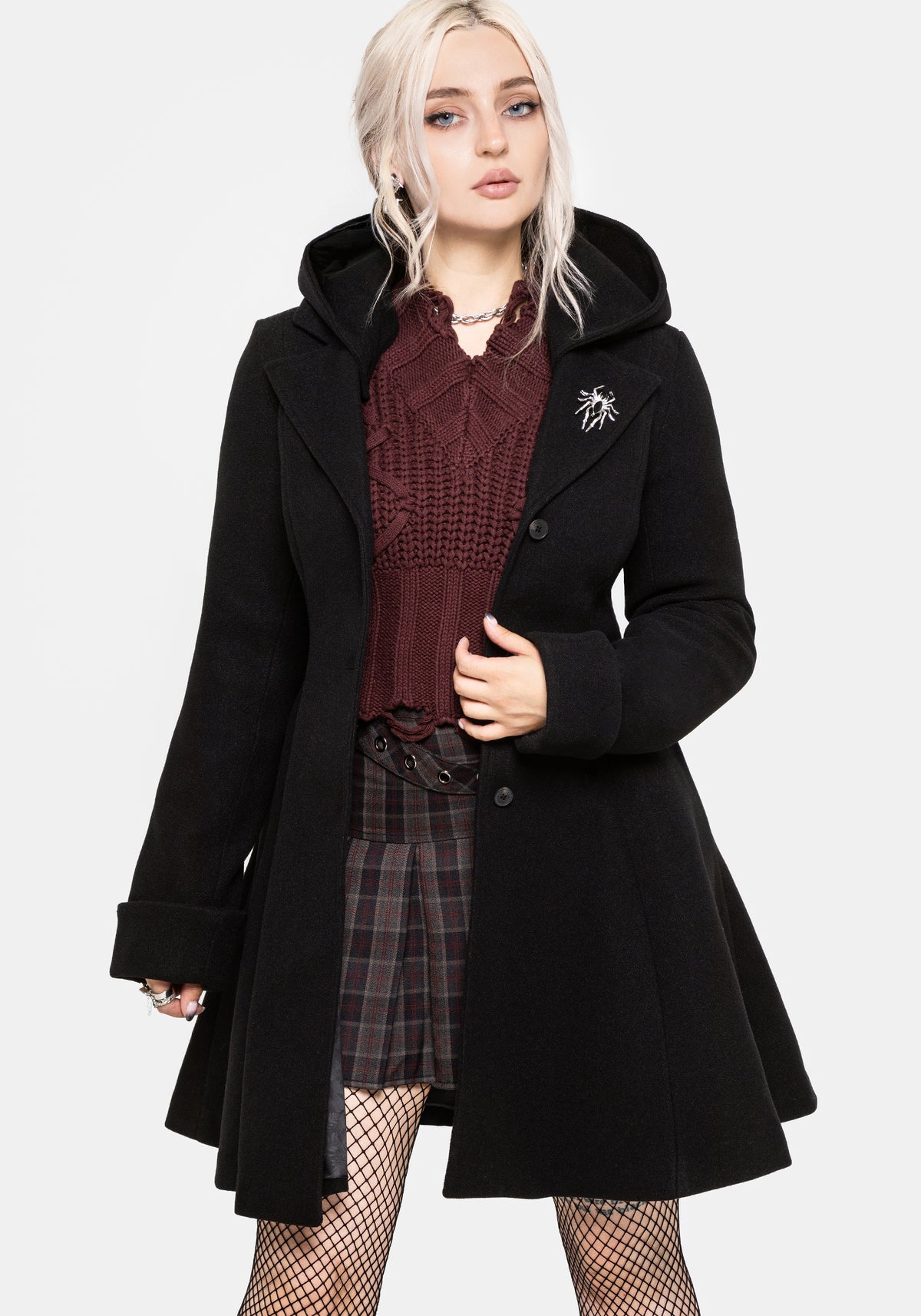 Cyrene Removable Hood Coat - Black