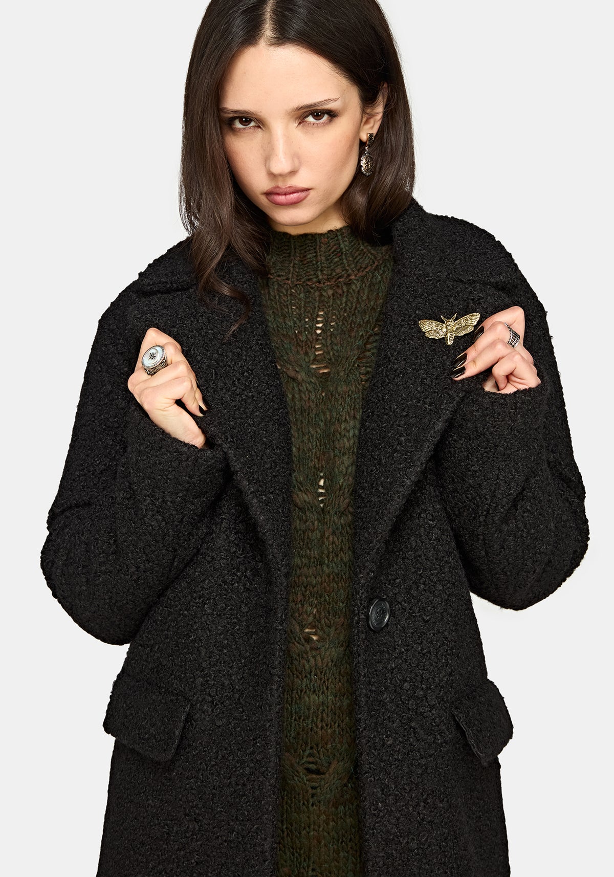 Eydra Recycled Bouclé Coat - Black
