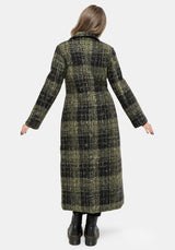 Memory Borg Check Longline Coat - Green
