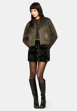 Vilethorn Cotton Dragon Embroidered Pocket Cord Collar Jacket