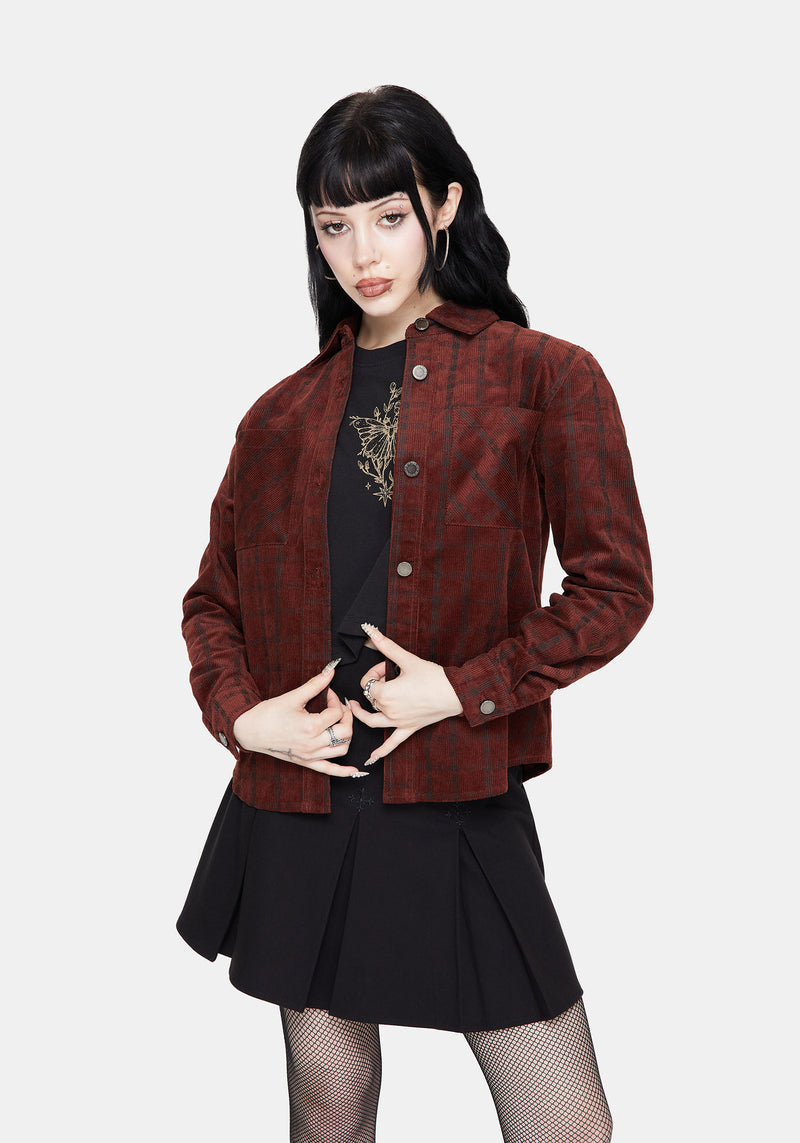 Terracotta Check Cord Shirt