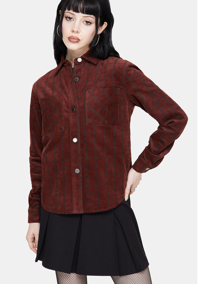 Terracotta Check Cord Shirt