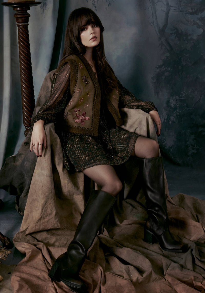 Sylvara Borg Embroidered Bug Gilet