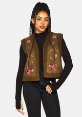 Sylvara Borg Embroidered Bug Gilet