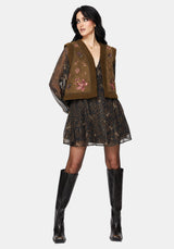 Sylvara Borg Embroidered Bug Gilet