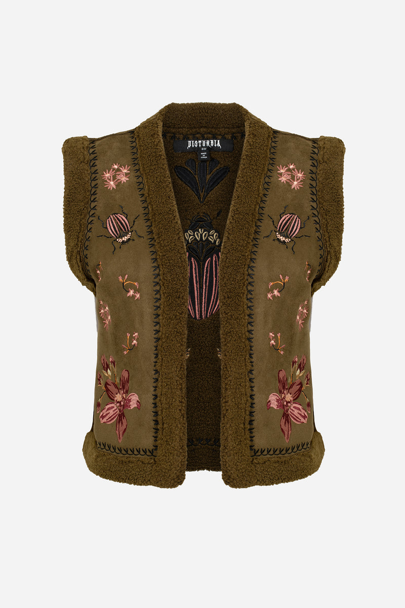 Sylvara Borg Embroidered Bug Gilet