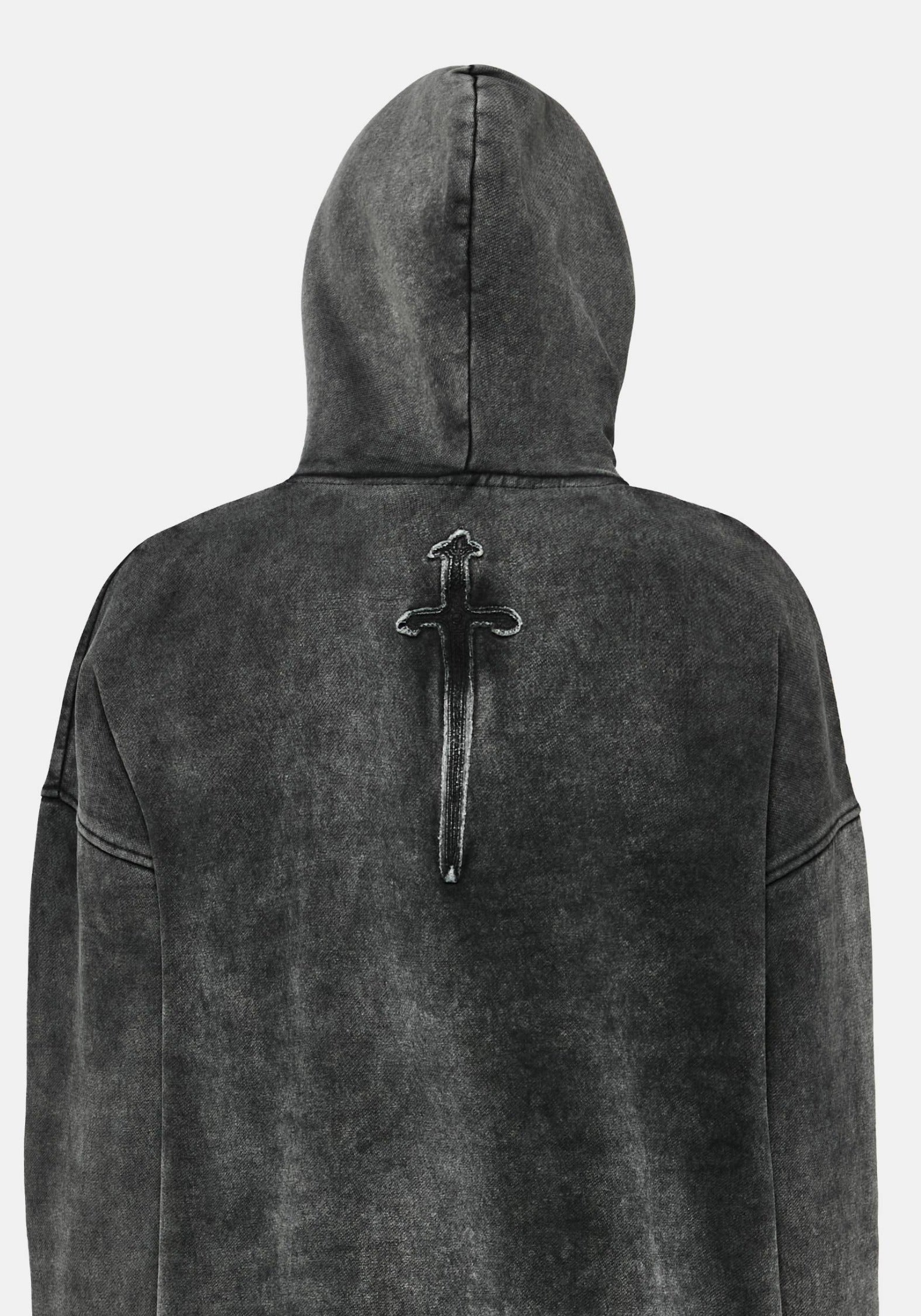 Aelin Sword Applique Hooded Sweater Dress - Black
