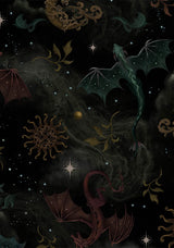 Phoenix Dragon Bedruckt Mini Hemd Kleid