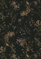Renard Print Smocked Keyhole Midi Dress