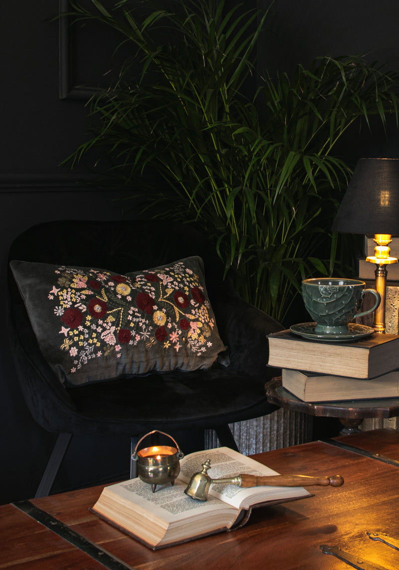 Hemera Embroidered Floral Rectangle Cushion