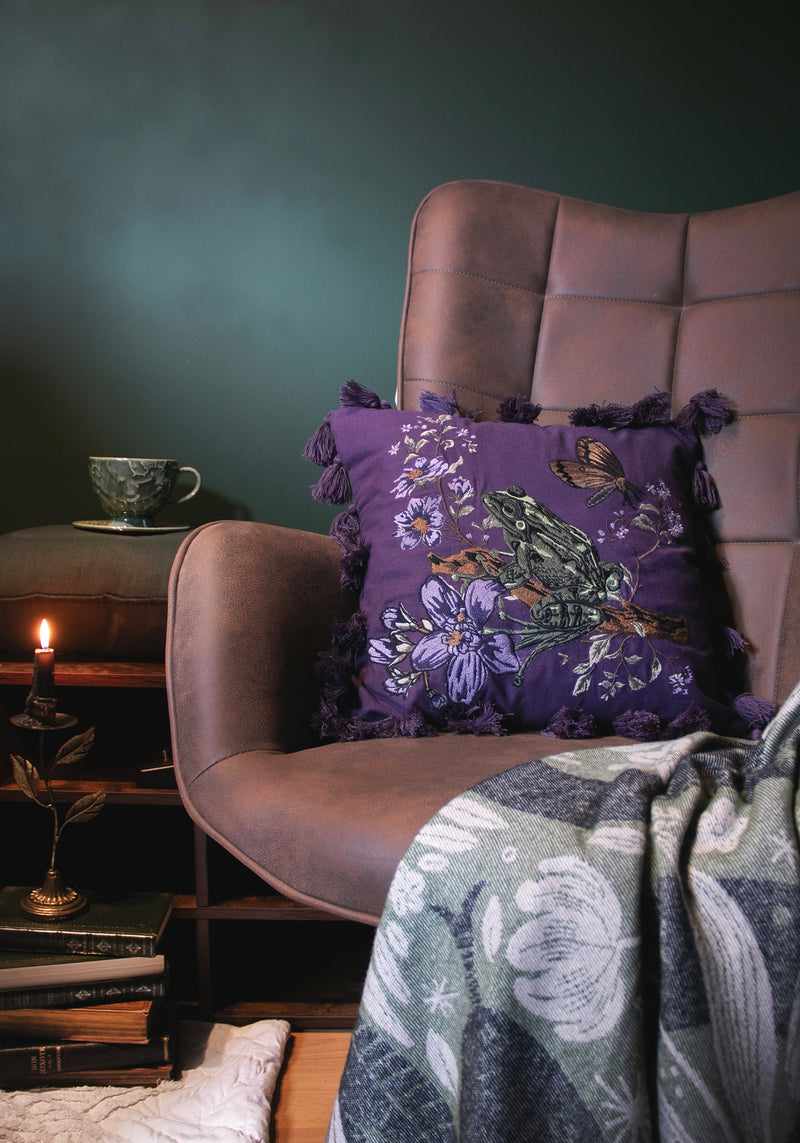 Toadstone Frog Tassel Edge Square Cushion