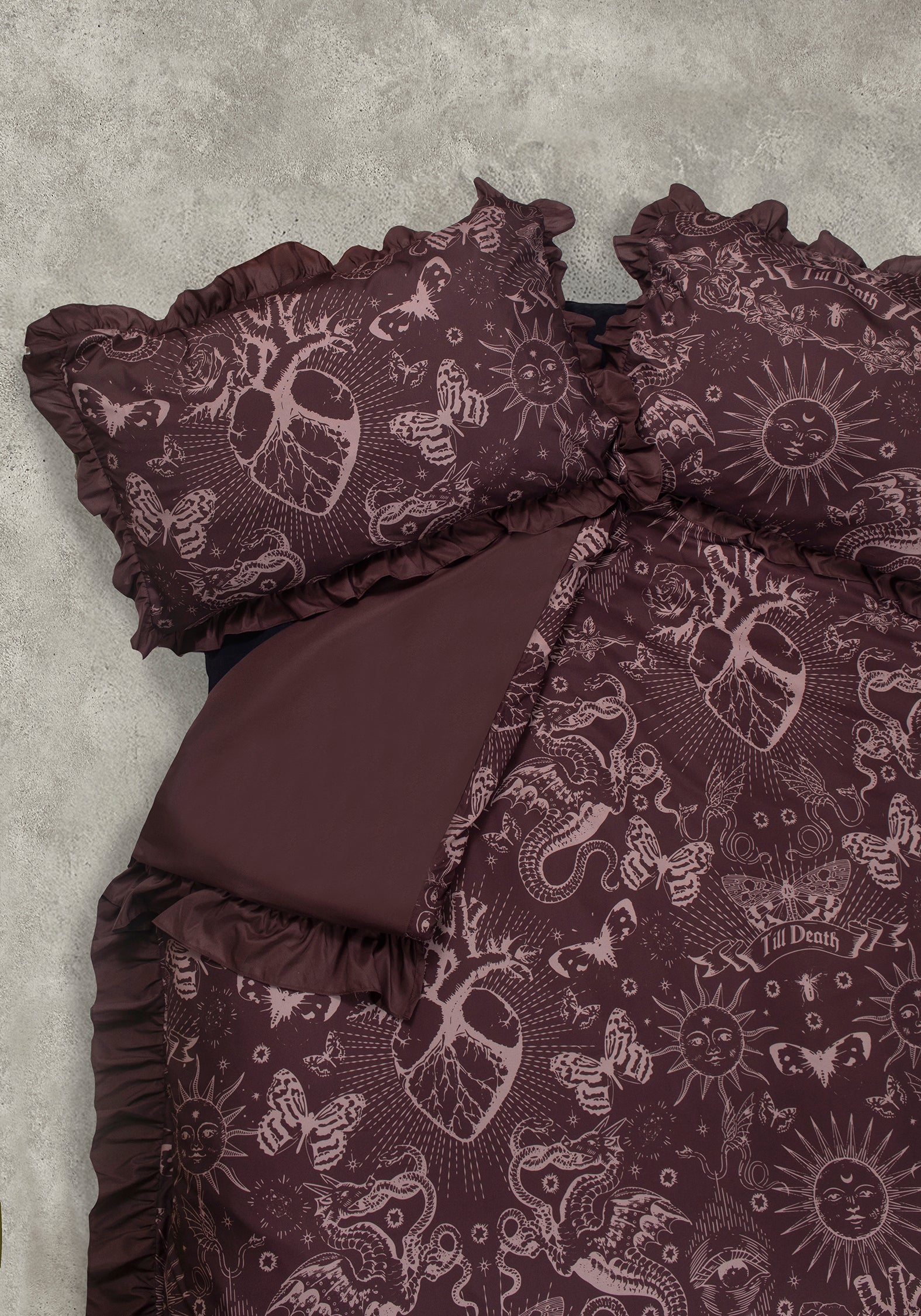 Paramour Frilled Edge Tattoo Print Bedding Set (UK King)