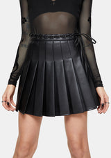 Veluna Braided PU Pleated Skort